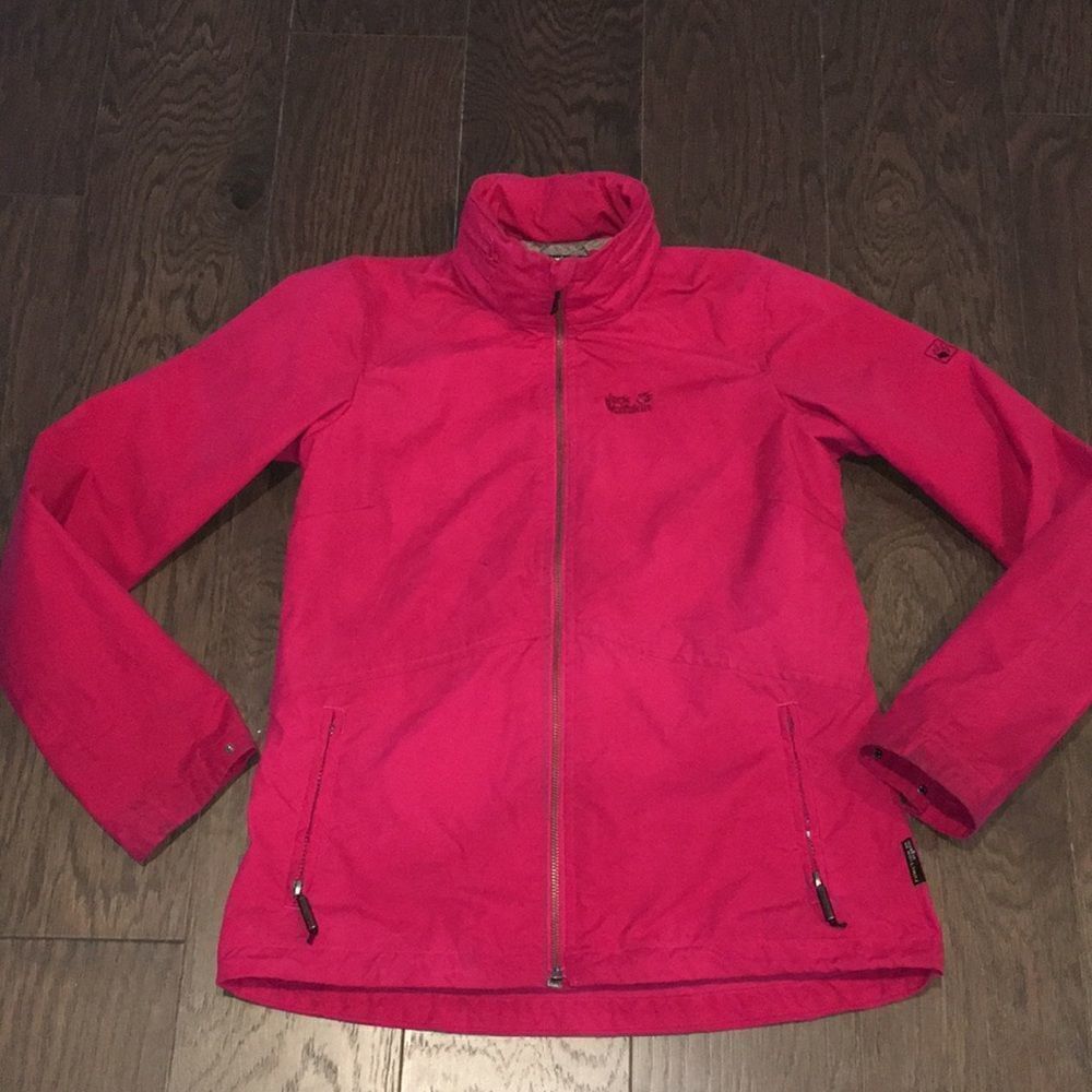 Pink Jack Wolfskin Womens Function 65 Organic Zip Hood Collar Hiking Jacket #899